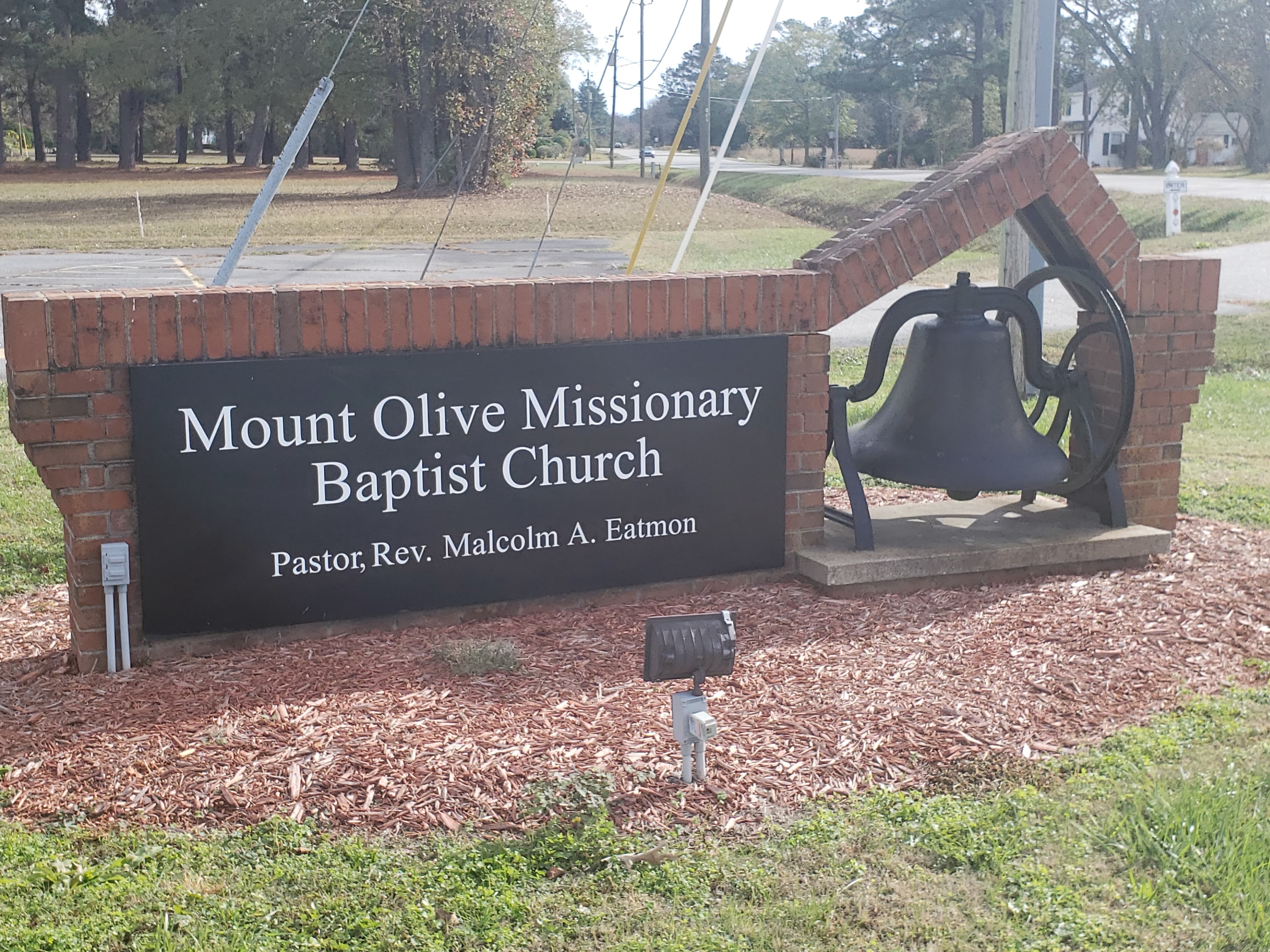 Church sign and bell