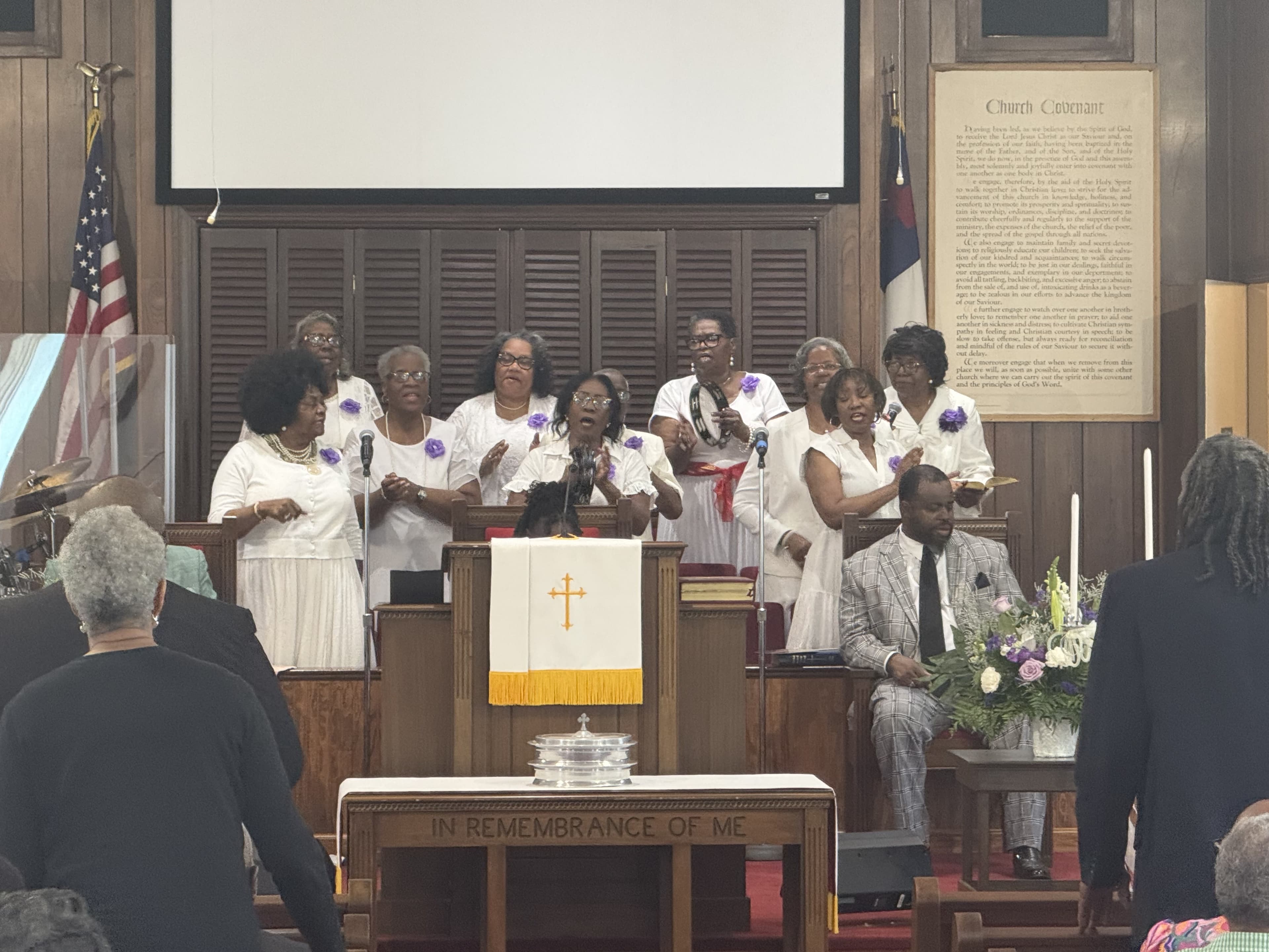 Women's choir in worship